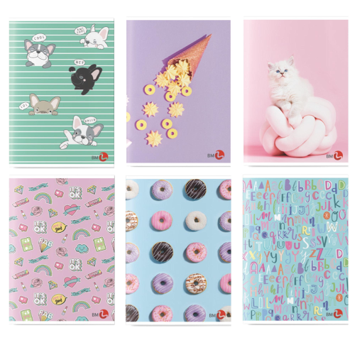 BE MORE BAMBINA QUADERNO PUNTO METALLICO 80GR 210X297 mm A4 40 FOGLI A QUADRETTI 10 FANTASIE ASSORTITE CONF 10 Pz.